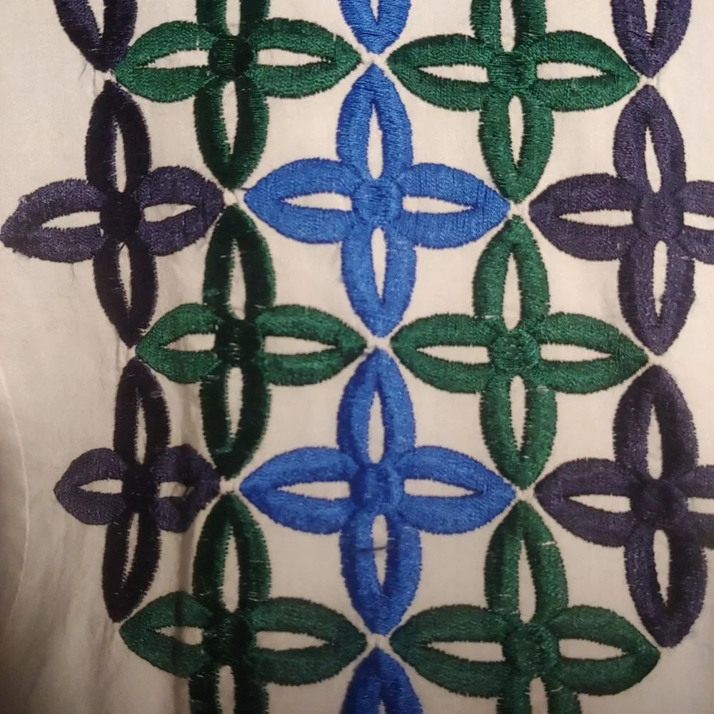 Jude Connally Embroidered 3/4 Sleeve White Lightweight Shift Dress S - Picture 8 of 11